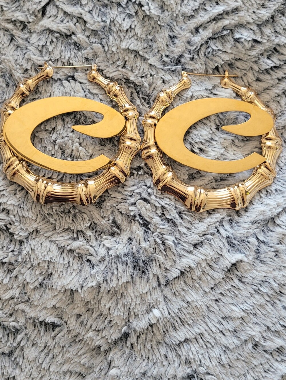 Bamboo Initial Hoop Earrings